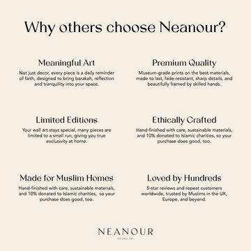 Muslim home decor UK - Neanour premium Islamic wall art for British homes