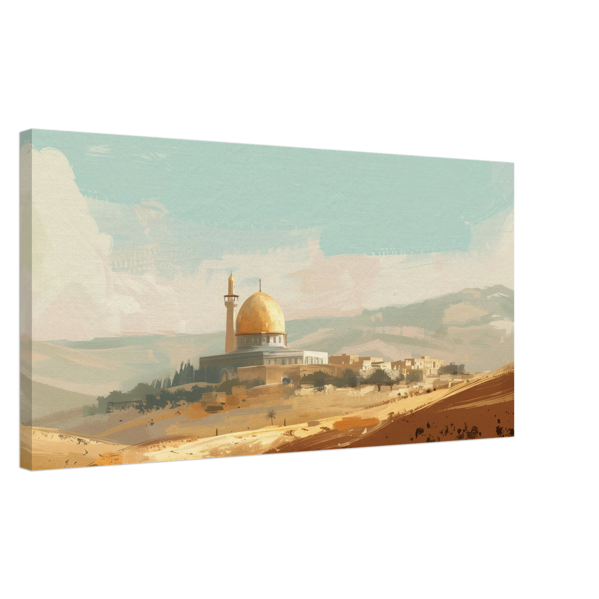 Palestinian Landscape – Dome of the Rock Art – Premium Framed Canvas - Neanour