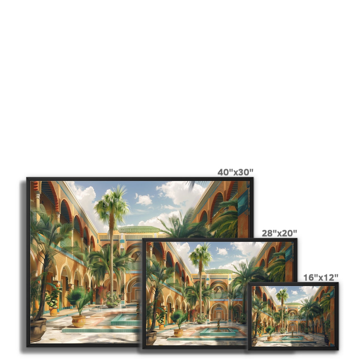 Vibrant Marrakech Courtyard – Framed Canvas Wall Art - Neanour