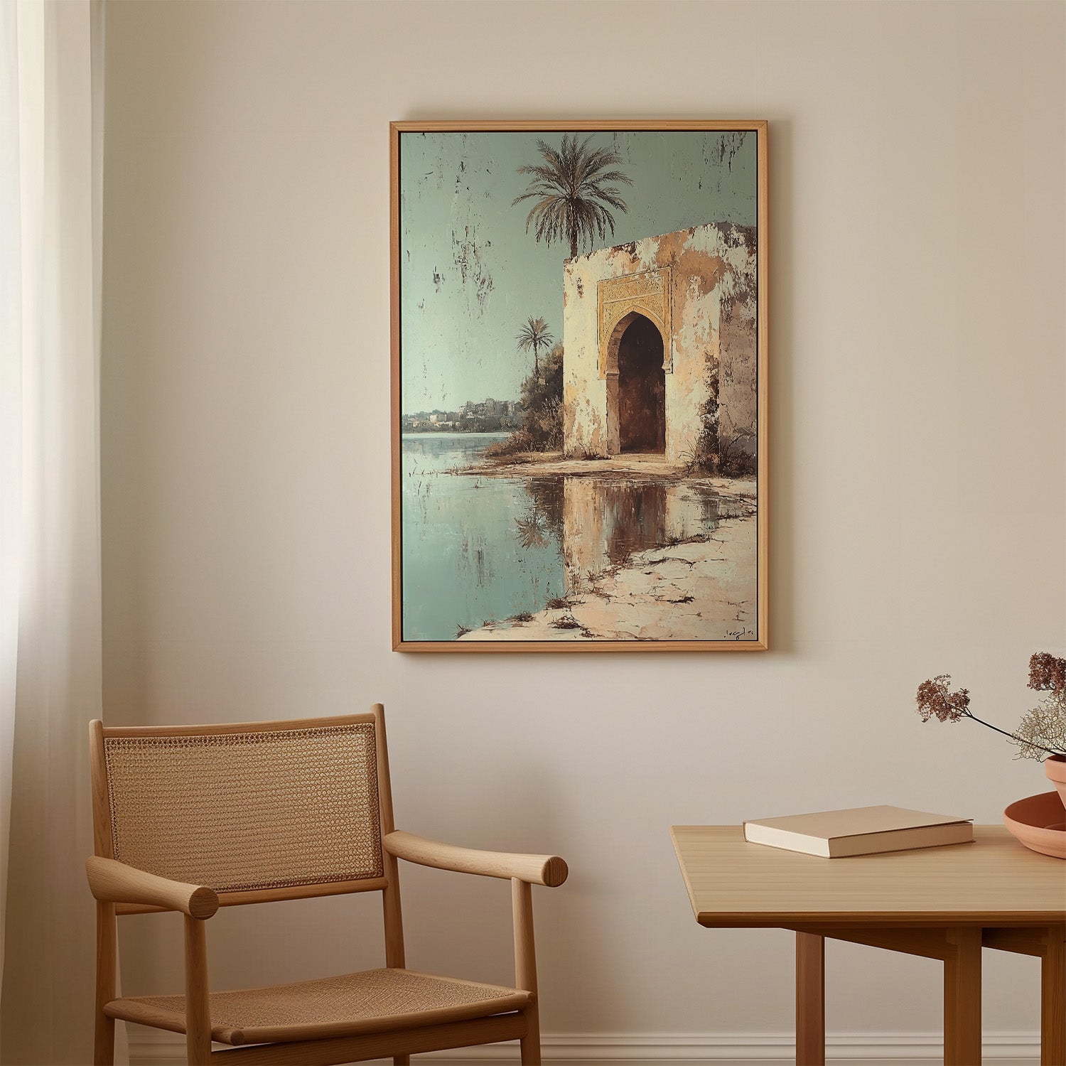 Blue - Serenity by the Oasis - Framed Canvas