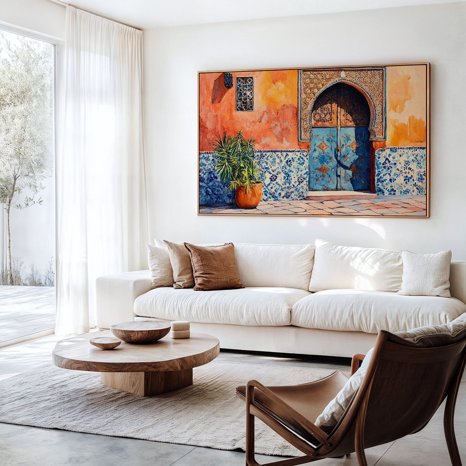 Orange & Blue – Moroccan Doorway – Framed Canvas