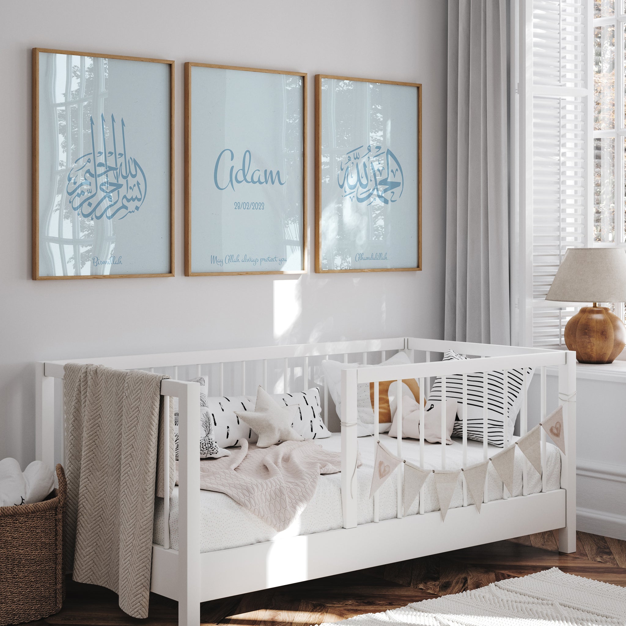 Blue Set of 3 Gepersonaliseerd – Met naam & geboortedatum