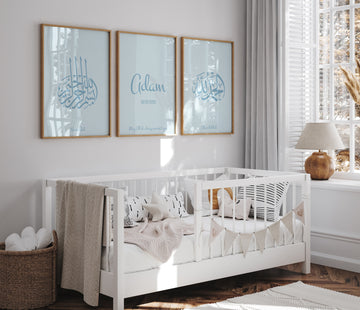 Blue Set of 3 Gepersonaliseerd – Met naam & geboortedatum