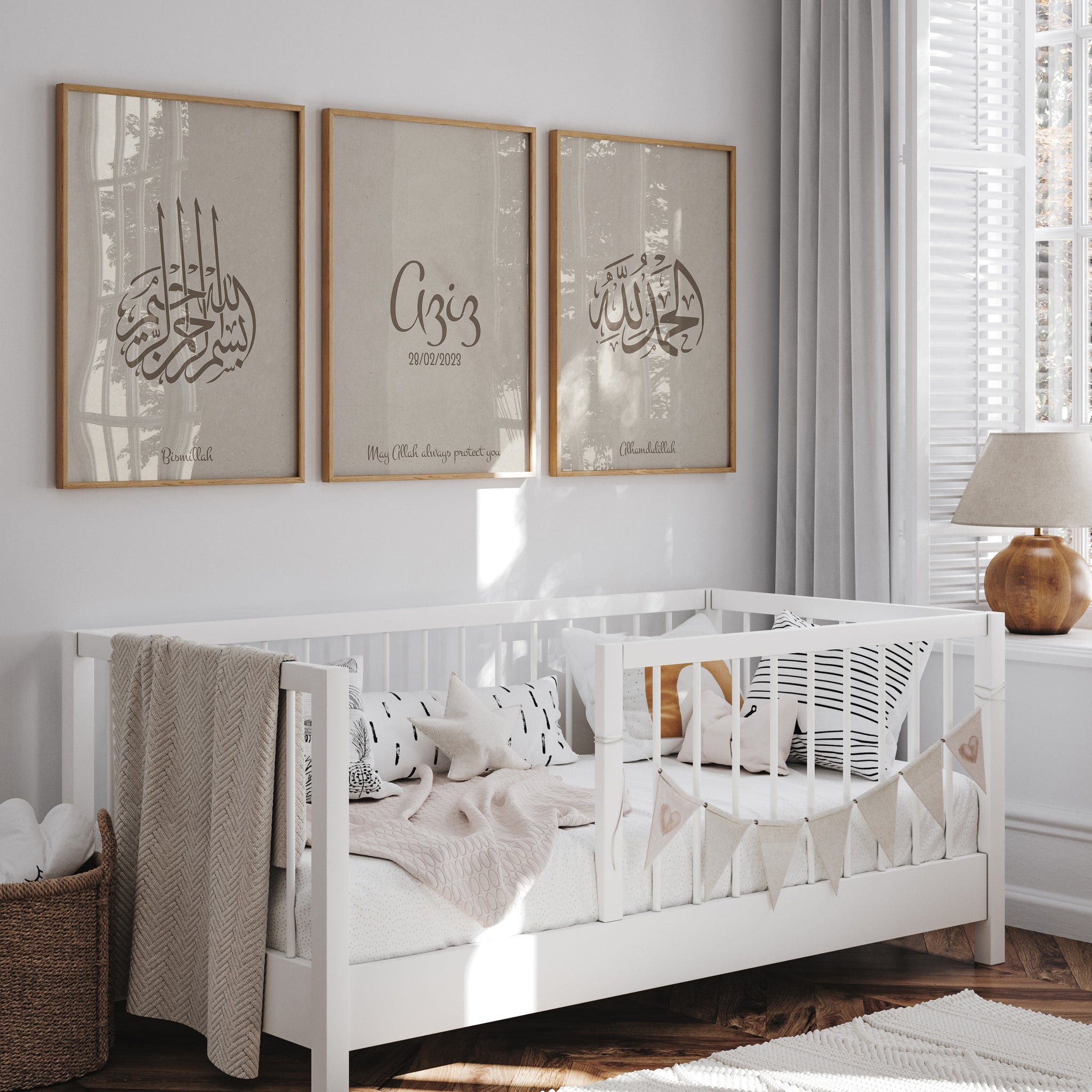 Taupe Set of 3 Personalized – Custom Name & Birth Date