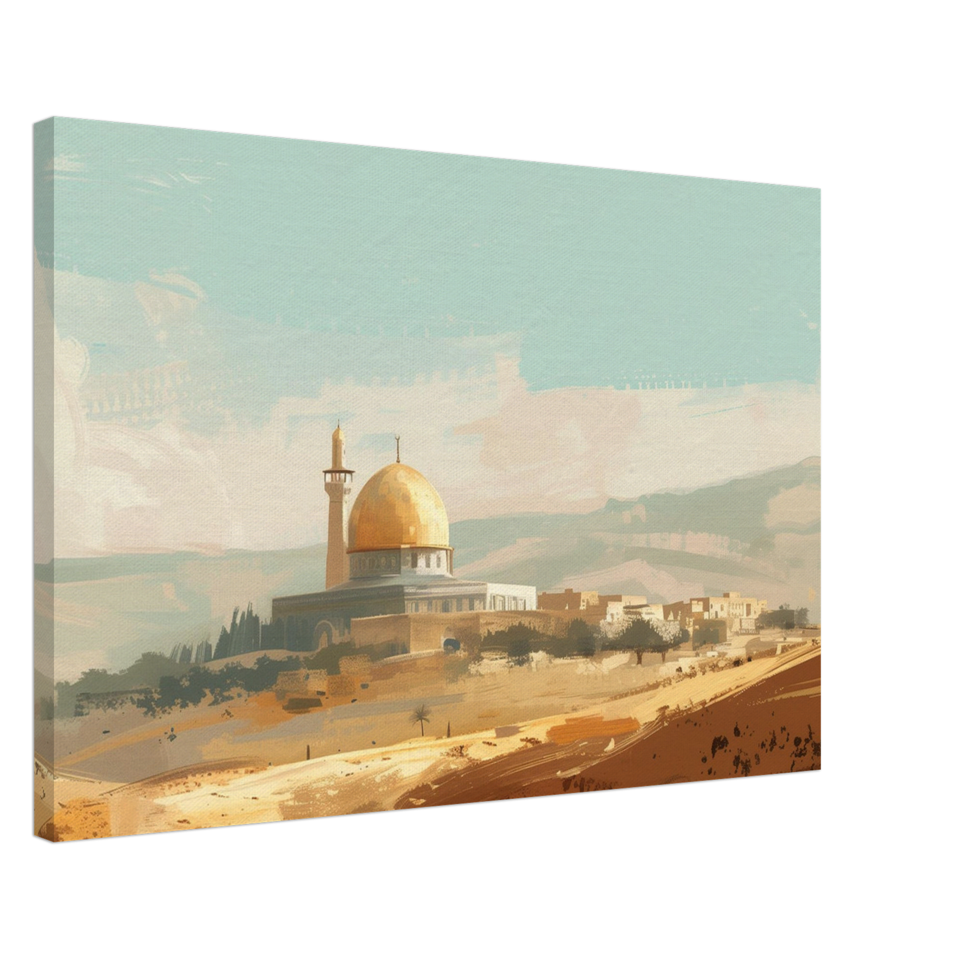 Palestinian Landscape – Dome of the Rock Art – Premium Framed Canvas - Neanour