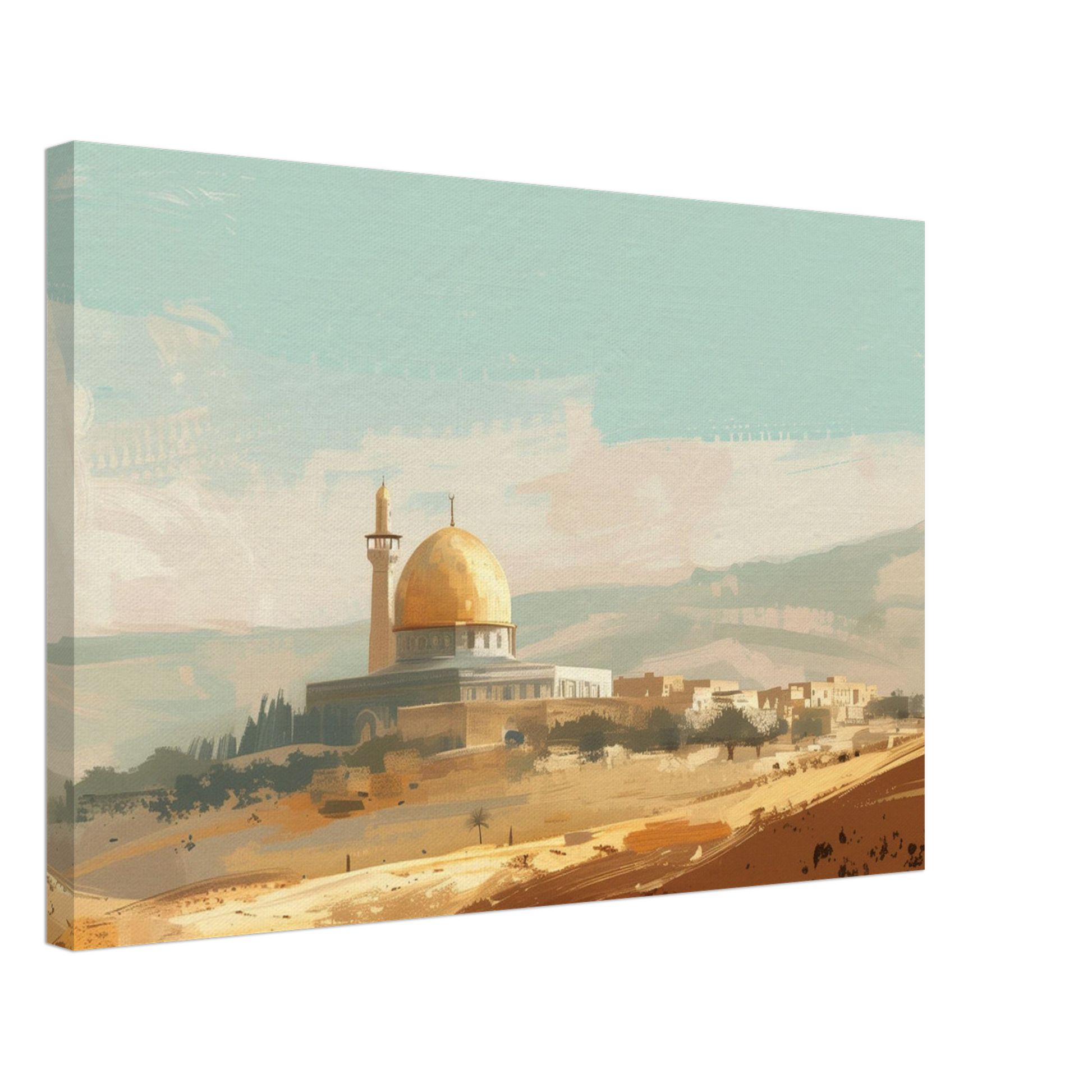 Palestinian Landscape – Dome of the Rock Art – Premium Framed Canvas - Neanour