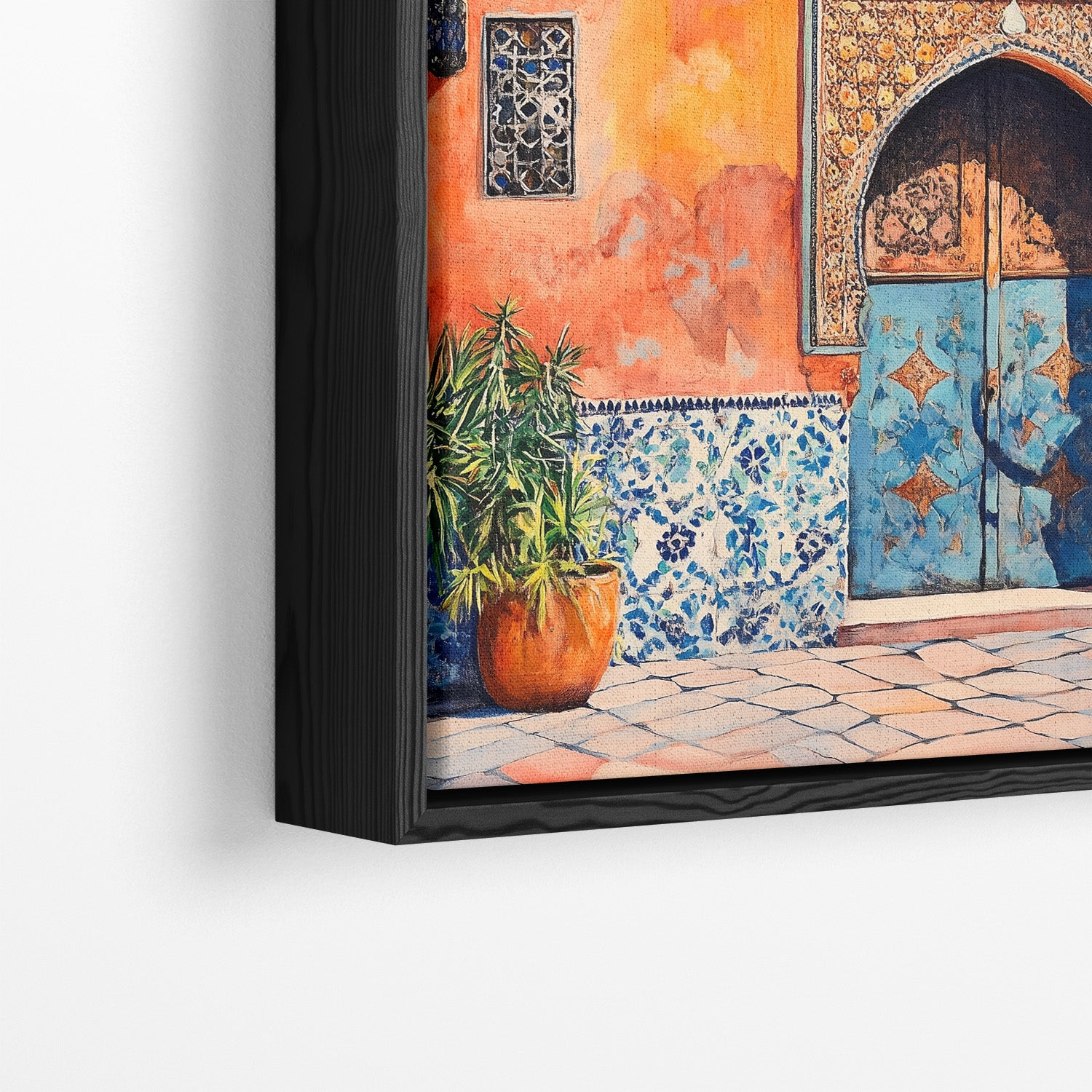 Orange & Blue – Moroccan Doorway – Framed Canvas