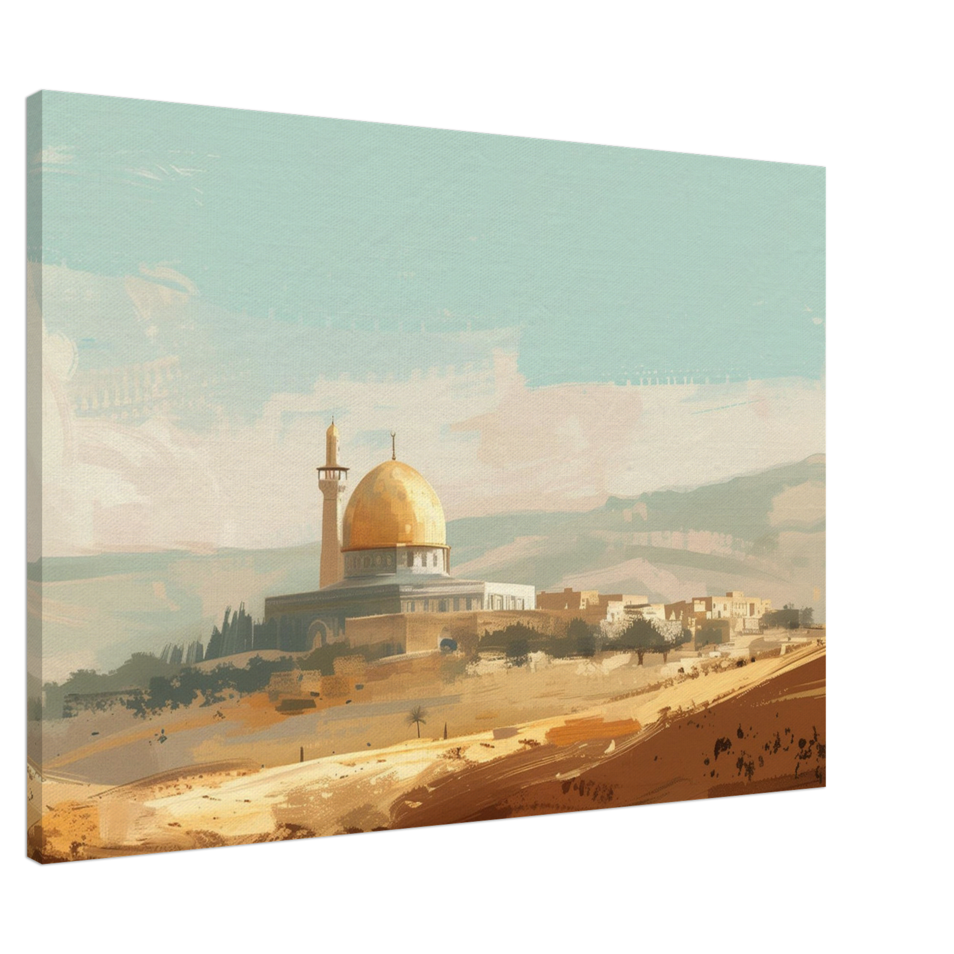 Palestinian Landscape – Dome of the Rock Art – Premium Framed Canvas - Neanour