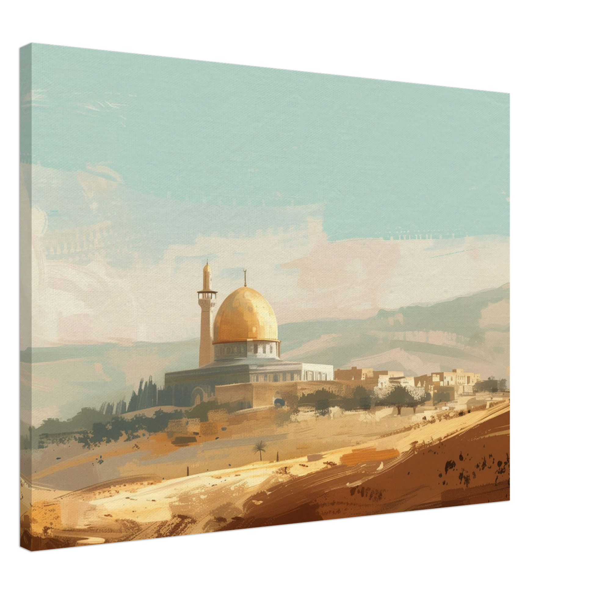 Palestinian Landscape – Dome of the Rock Art – Premium Framed Canvas - Neanour