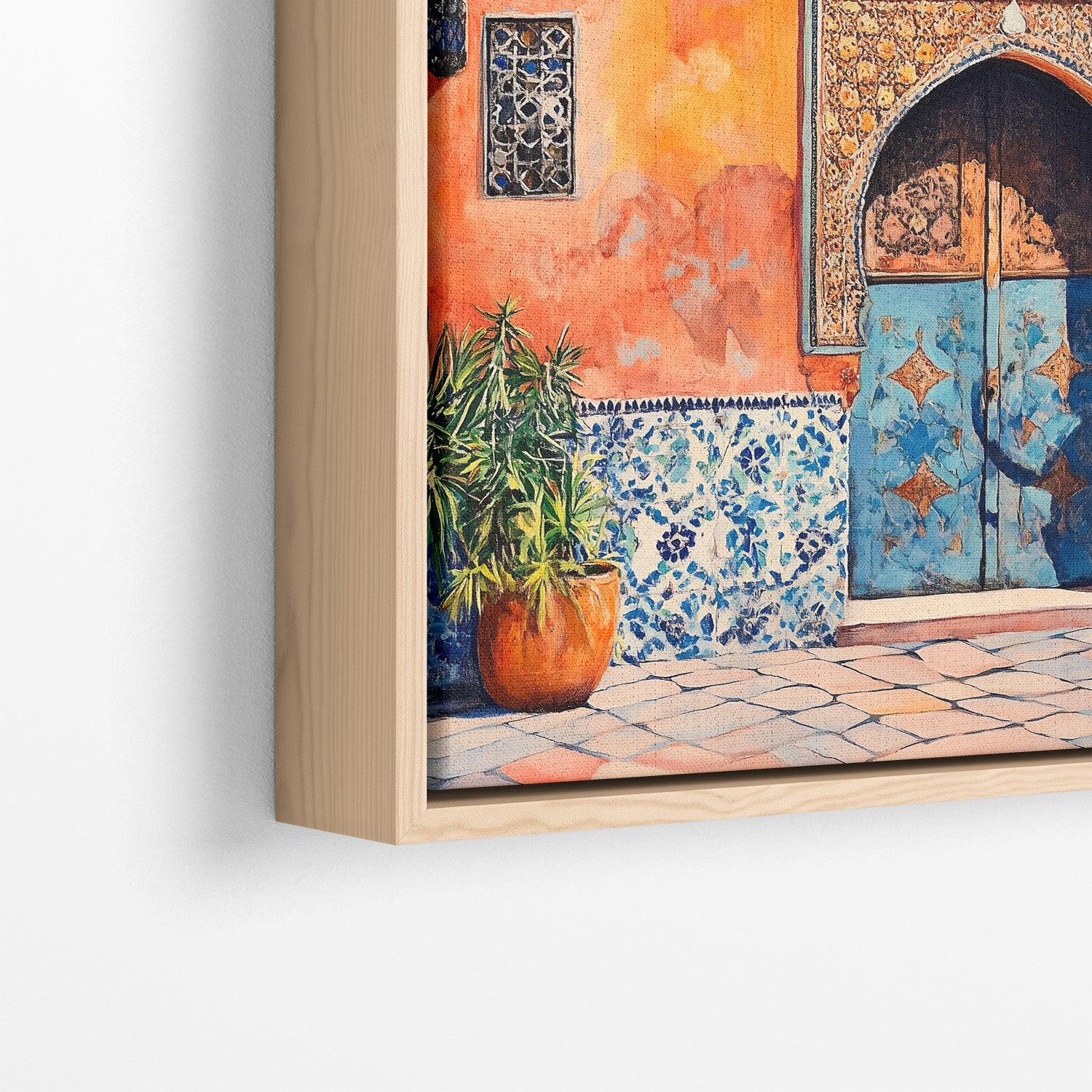 Orange & Blue – Moroccan Doorway – Framed Canvas