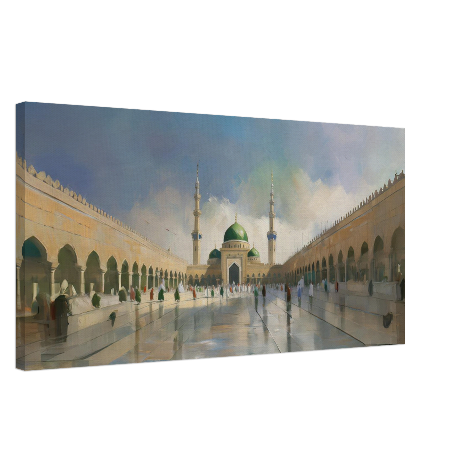 Masjid An Nabawi Inspired – Green Dome Mosque – Canvas Wall Art - Neanour