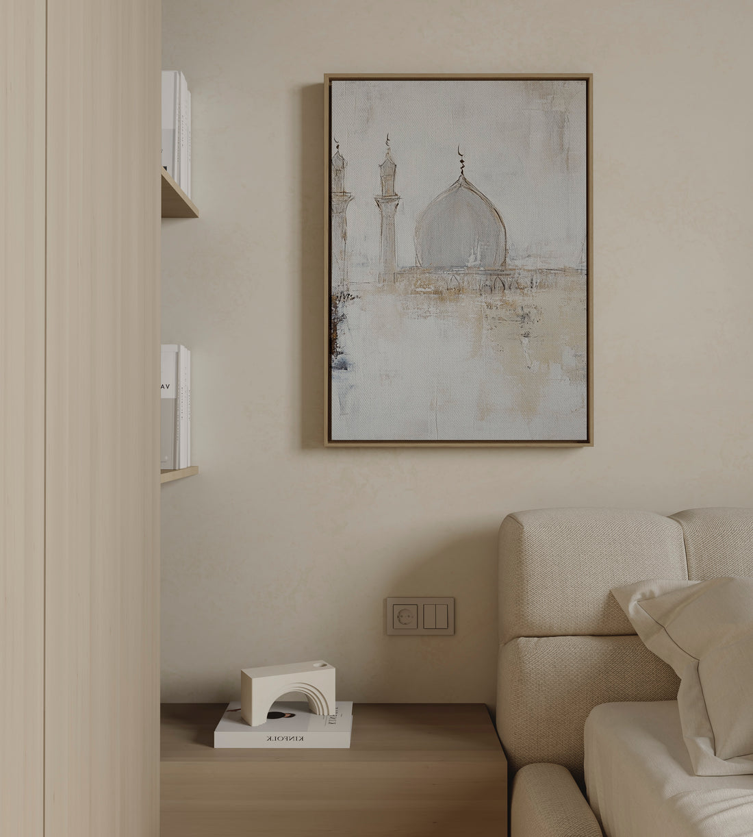 Light Beige Palette – Silent Reverence – Framed Canvas