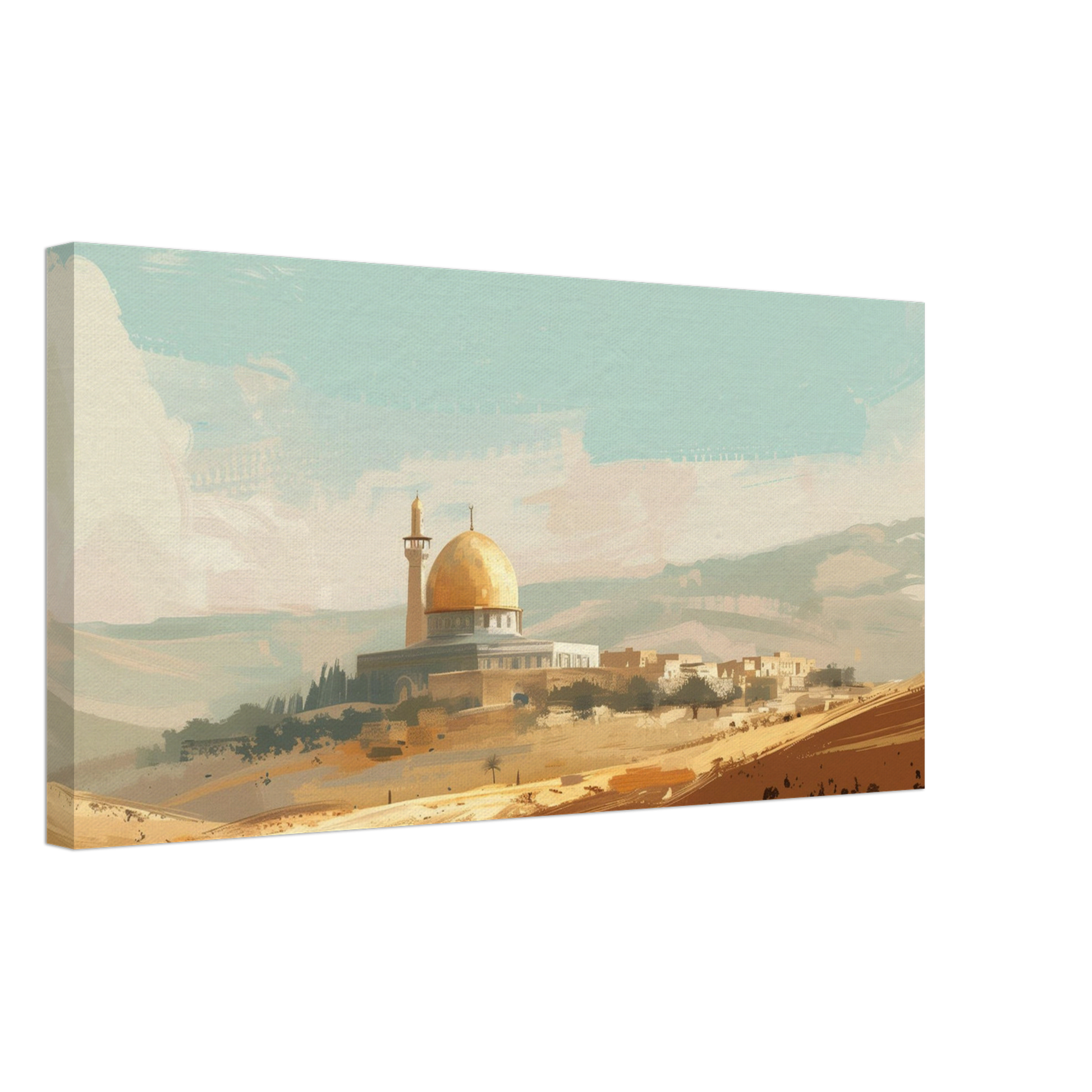 Palestinian Landscape – Dome of the Rock Art – Premium Framed Canvas - Neanour