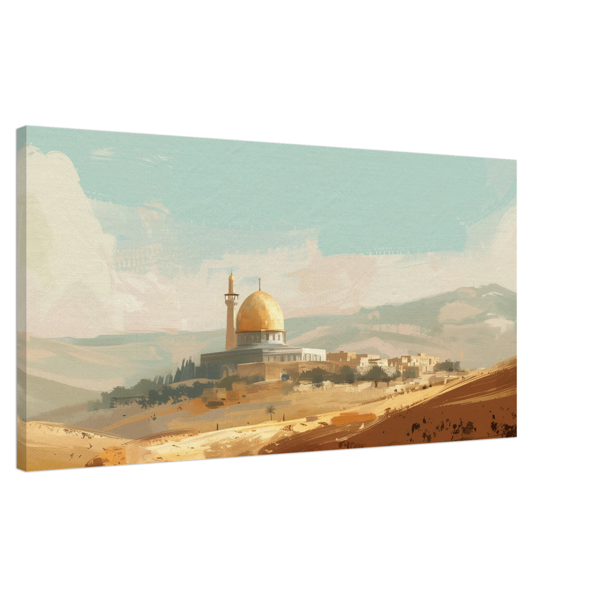 Palestinian Landscape – Dome of the Rock Art – Premium Framed Canvas - Neanour