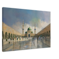 Masjid An Nabawi Inspired – Green Dome Mosque – Canvas Wall Art - Neanour