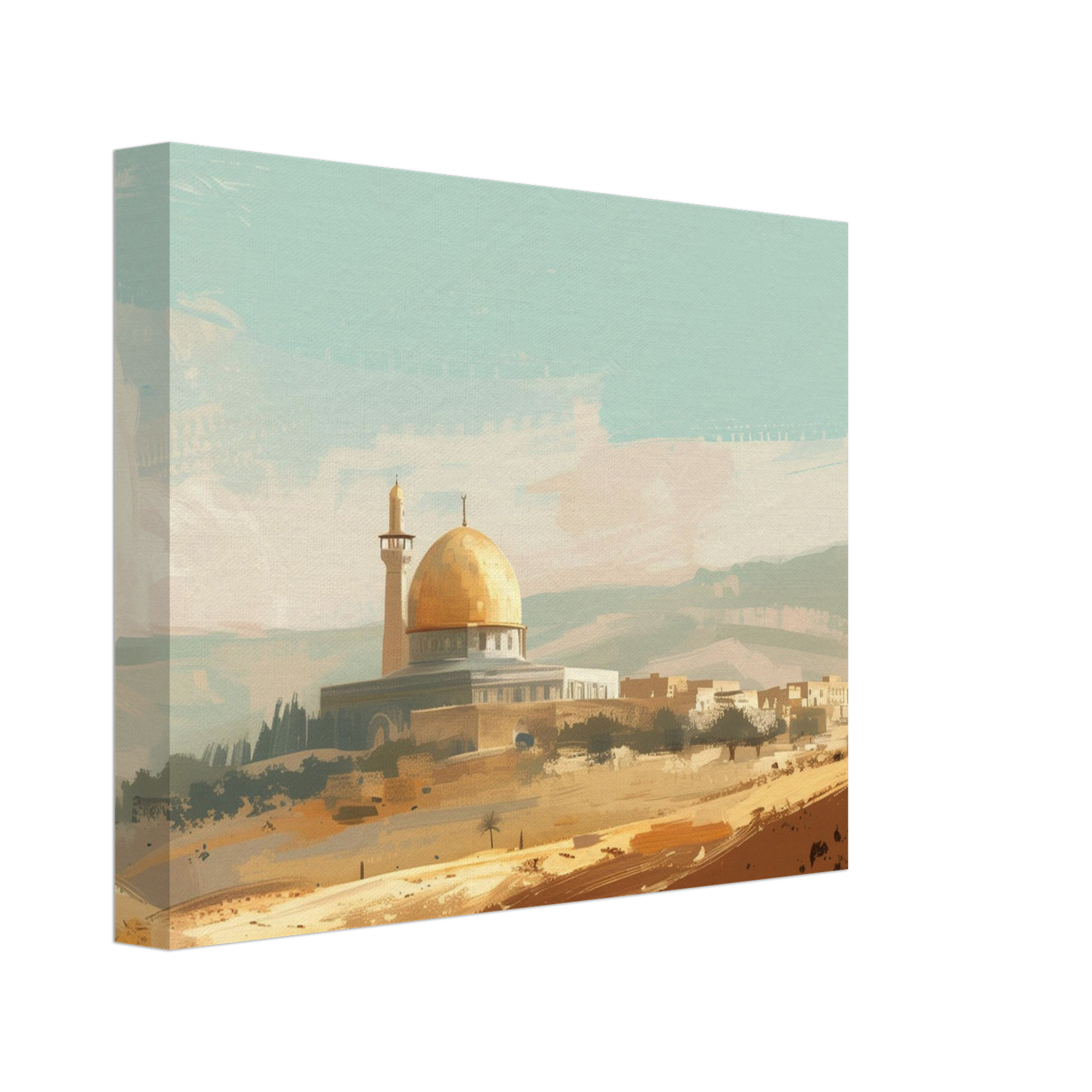 Palestinian Landscape – Dome of the Rock Art – Premium Framed Canvas - Neanour