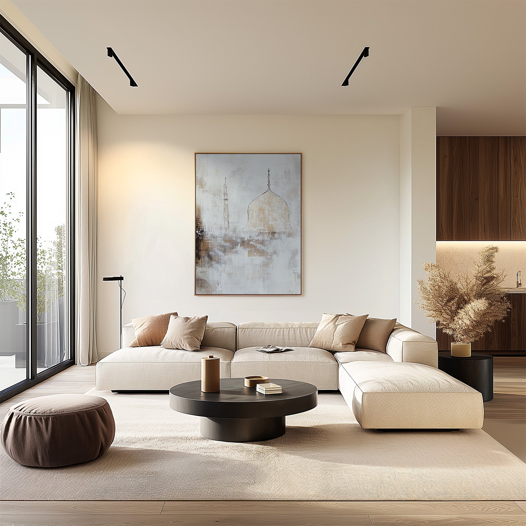 Warm Sand Tones – Golden Dawn – Framed Canvas