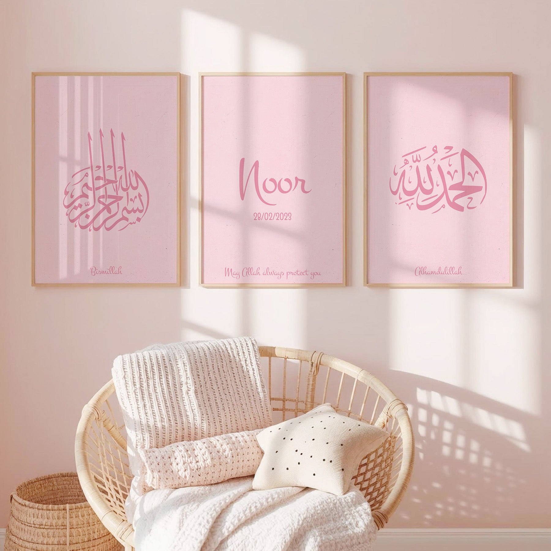 Pink Set of 3 Gepersonaliseerd – Met naam & geboortedatum